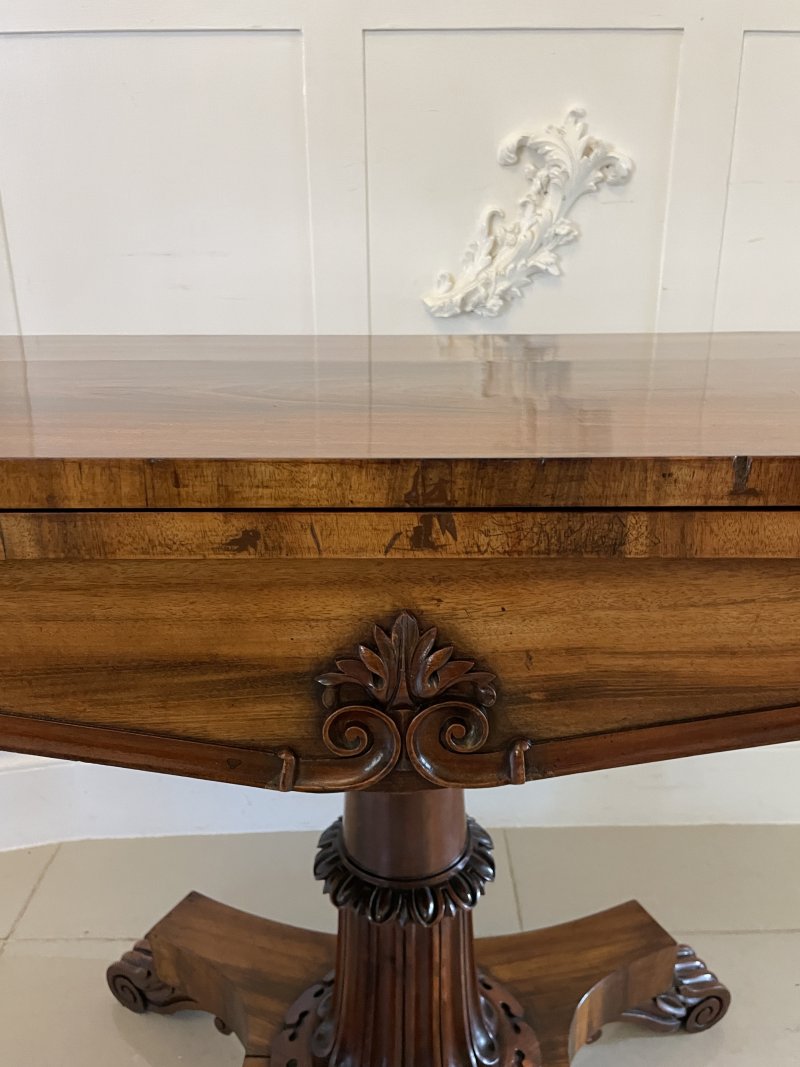 Antique Victorian Quality Carved Rosewood Card/Console Table - Image 9